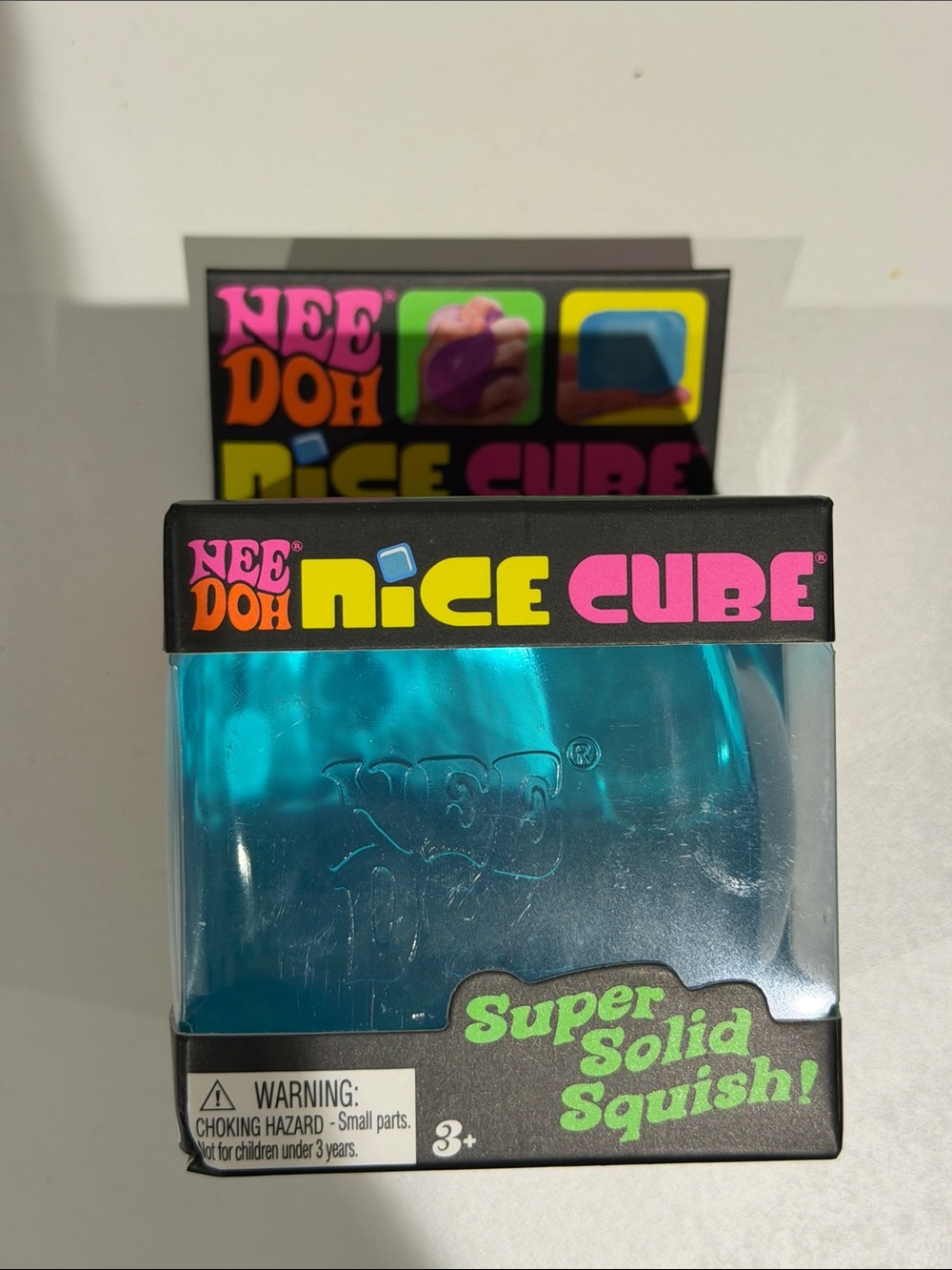 NeeDoh Nice Cube - Blue Clear Squish Toy - sealed